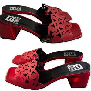 Emanuel Castro Italian Leather Woven Slide Low Heel Sandals